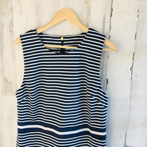 Draper James Striped Ponte Sheath Dress Navy Work - Picture 3 of 12